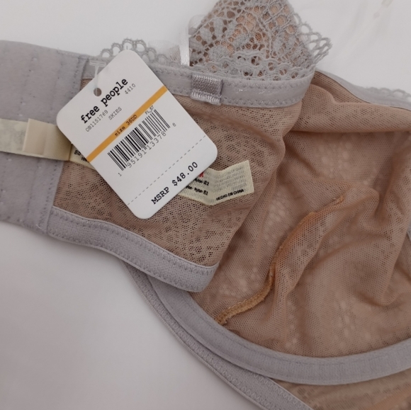 Free People Starla Underwire Convertible Lace Bra Skies Blue Gray - Picture 14 of 14